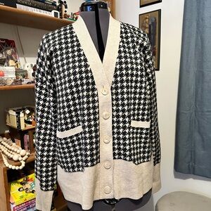 a new day Black and Cream Houndstooth Cardigan